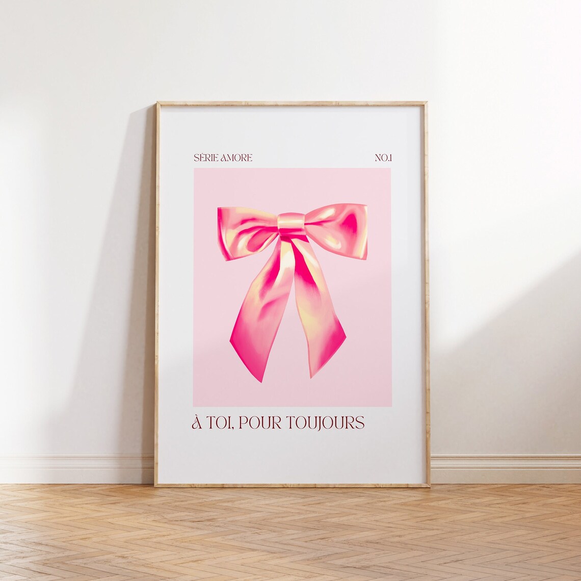 Pink Bow A Toi Pour Toujours French Valentine Coquette Art Poster