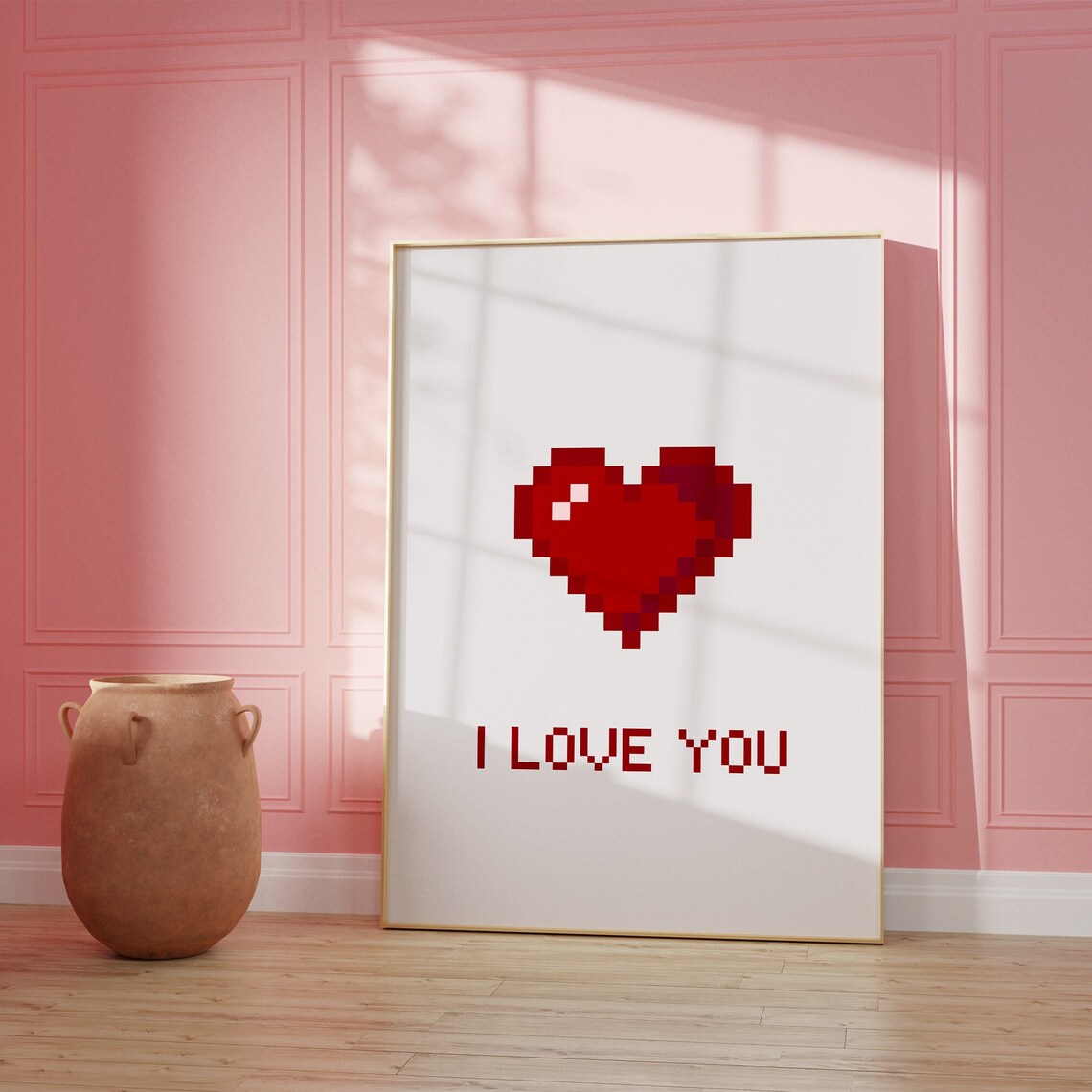 I Love You Pixel Heart Gamer Retro Minimal Valentine Love Poster - Image 2