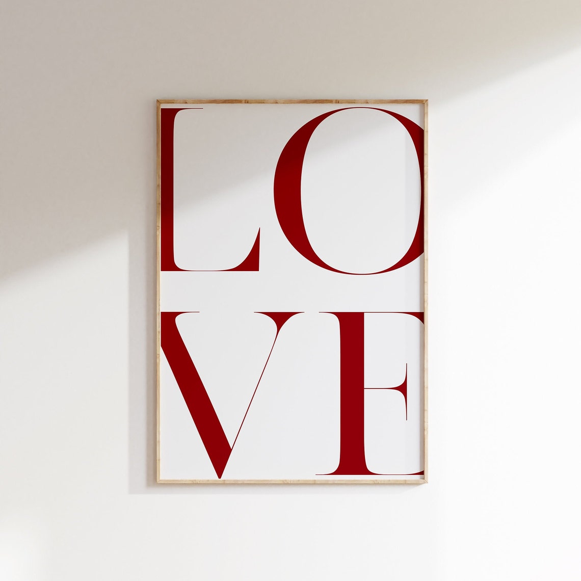 Love Typography Red White Minimal Serif Lettering Modern Poster - Image 2