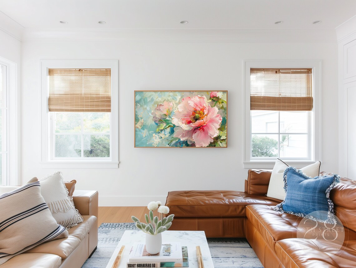 Pink Peony Oil Painting Art Print, Spring Floral - Image 2