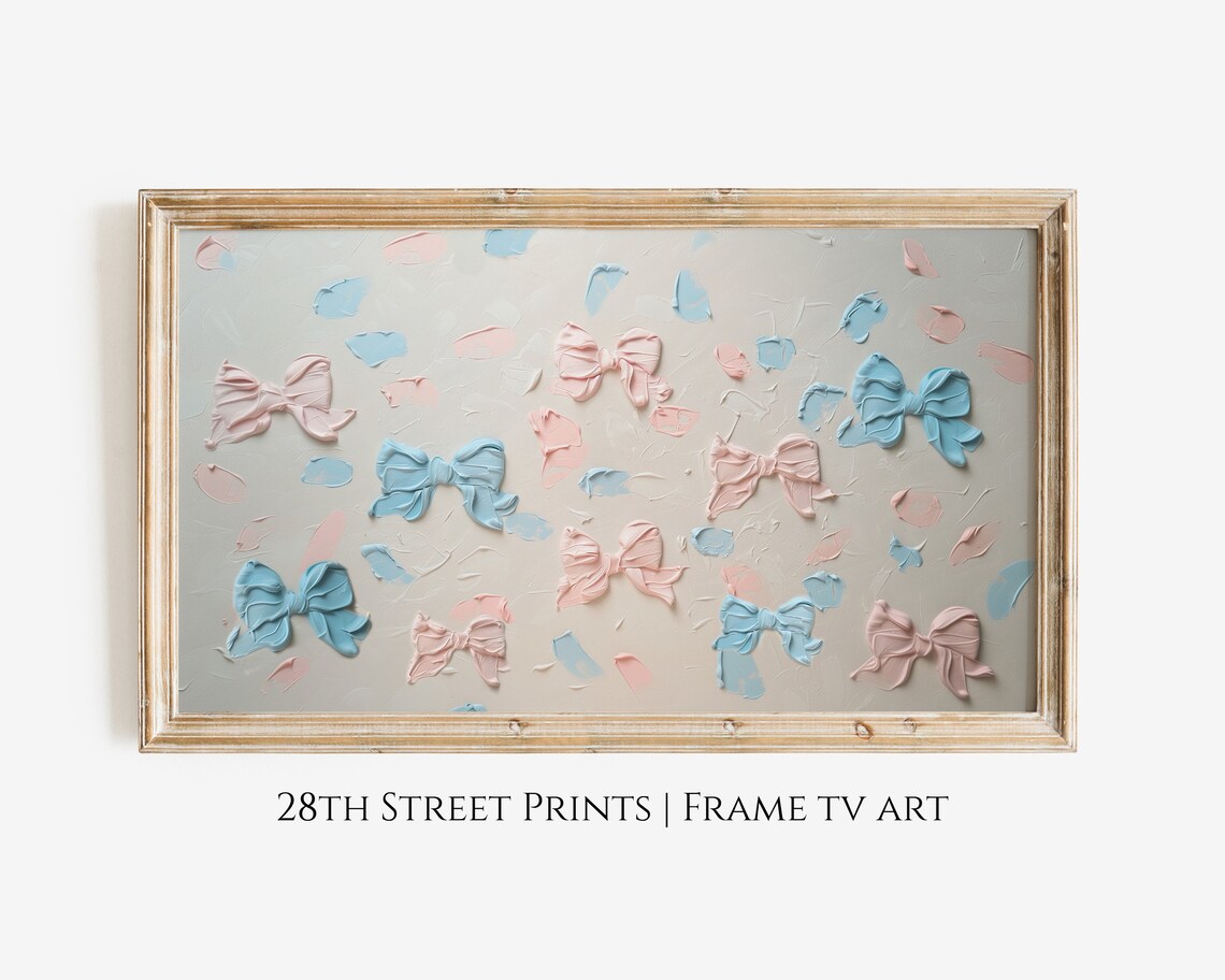 Pink And Blue Bows Coquette Decor Art Print