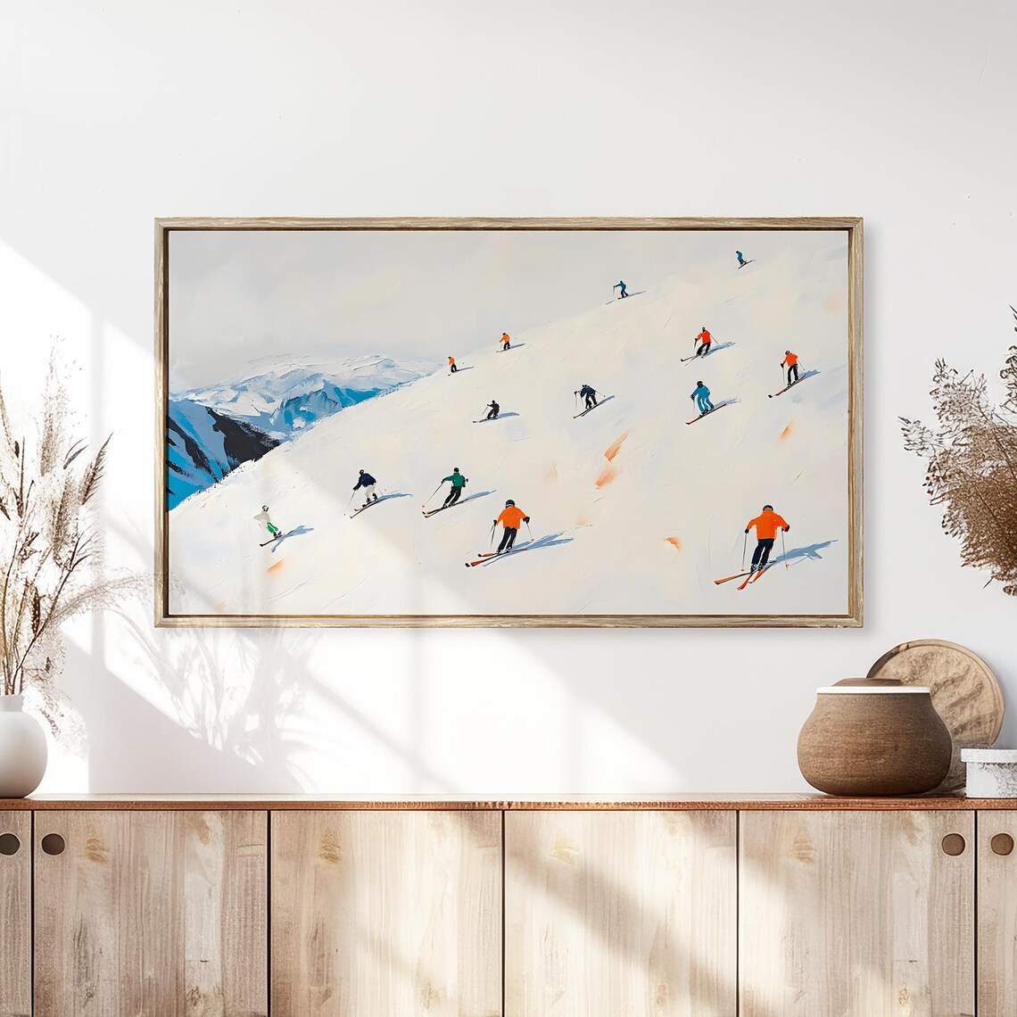 Frame Tv Art Skiers On A Snowy Mountain Christmas Decor Winter Festive Painting Farmhouse Art Christmas Tv0170 - Image 3