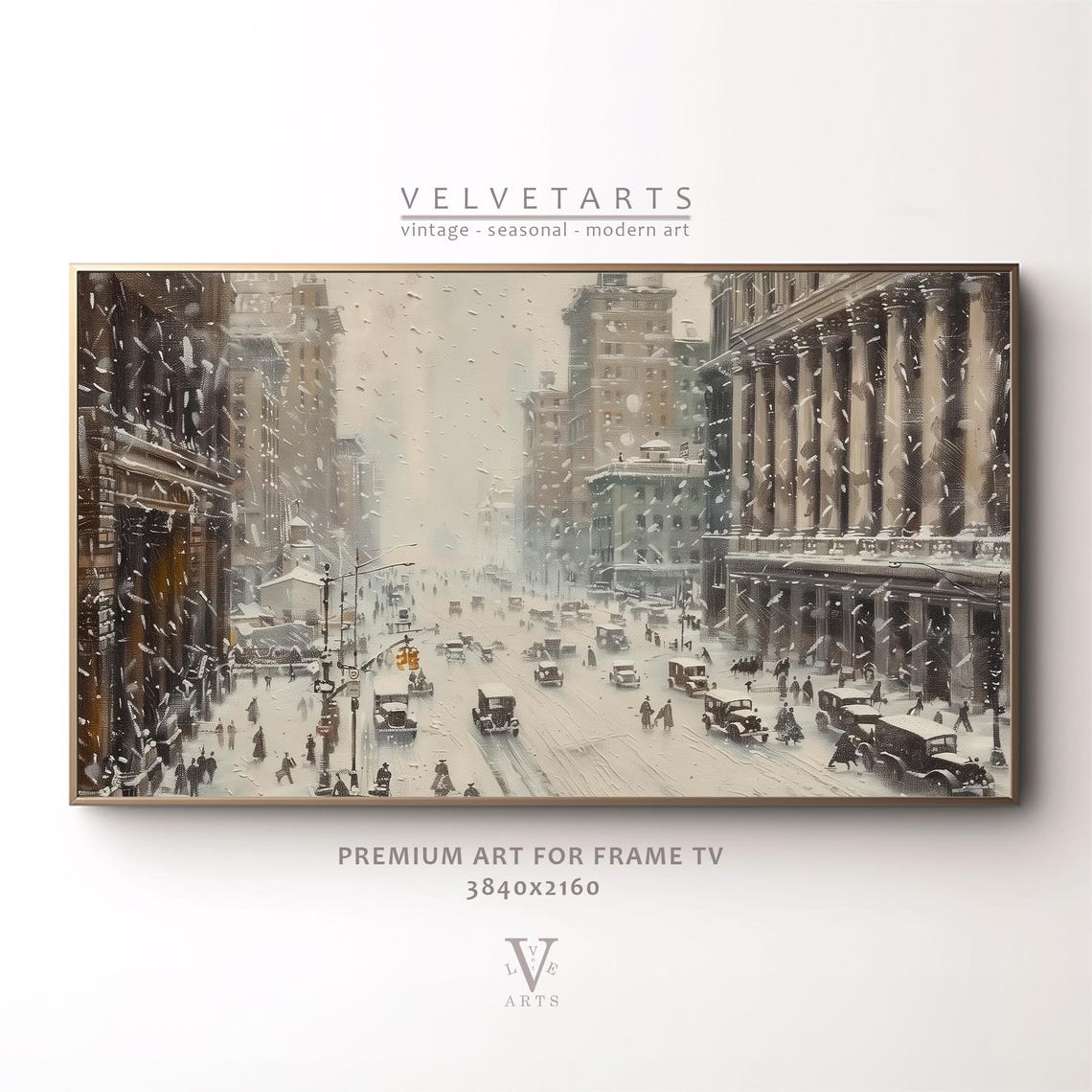 Frame Tv Art Vintage City In A Snowstorm Christmas Decor Winter Festive Painting Farmhouse Art Christmas Tv0176 - Image 5