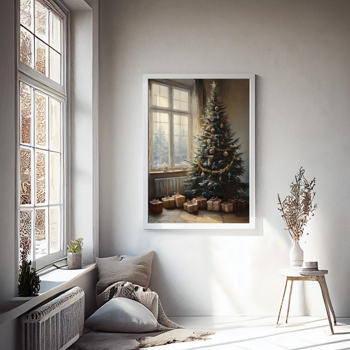 Christmas Tree By Window Gifts Morning Light Vintage Wall Art Poster - Image 2