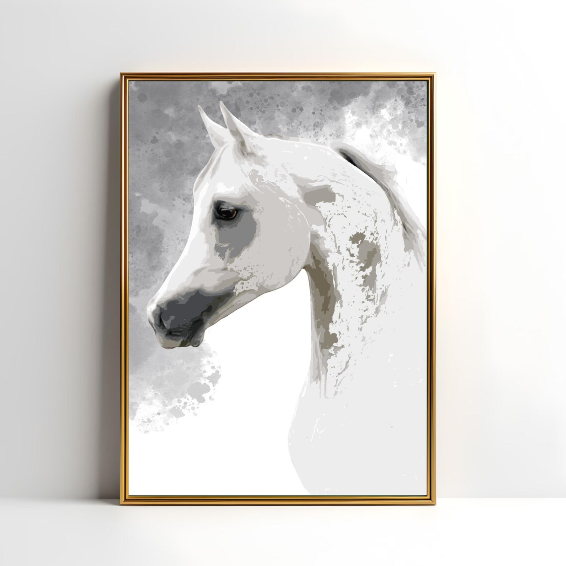 Arabian Horse Wall Art Elegant White Horse Print Modern Farmhouse Animal Poster Equestrian Decor Country Home Style Horse Lover Gift - Image 2