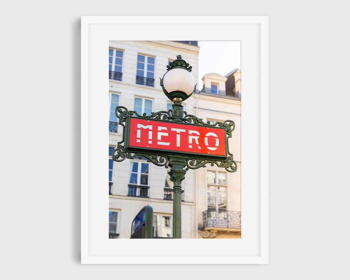Paris Metro Sign, Art Nouveau Travel Photograph