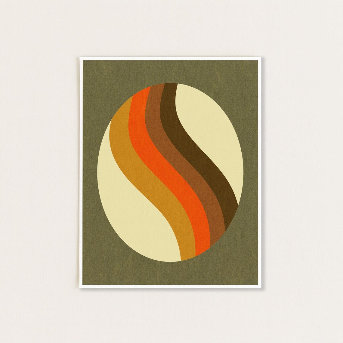 Mid Century Oval Stripes Retro 70s Geometric Abstract Art Poster