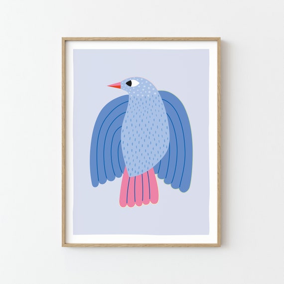 Bird Print Illustration Poster, Kids Nursery Decor