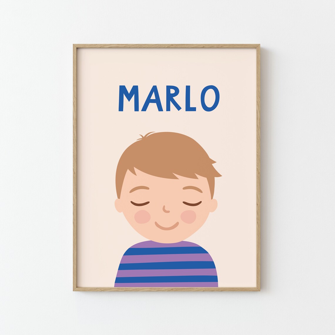 Personalized Boy Portrait Art Print, Nursery Decor