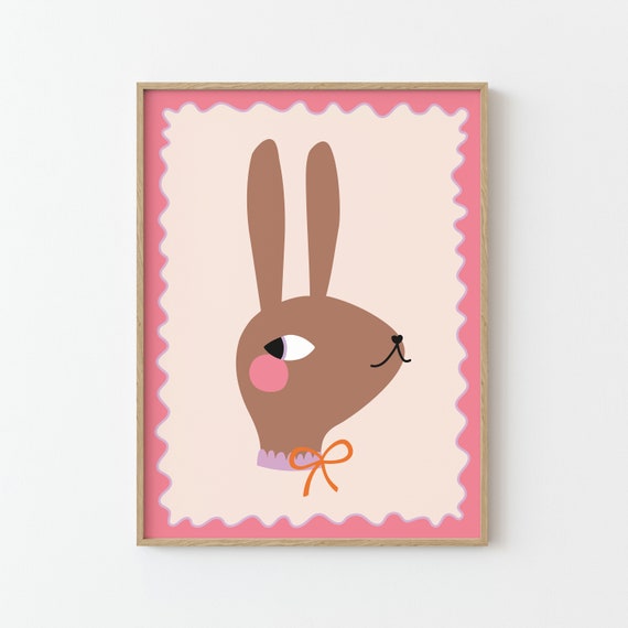 Ms Bunny Print Illustration Poster for Kids