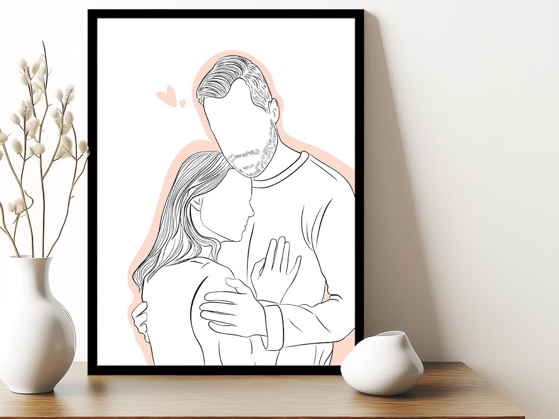 Custom Line Drawing From Photo, Couple Line Art - Image 2