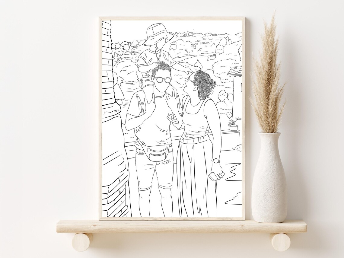 Custom Family Line Art Portrait, Personalized Art Print - Image 2