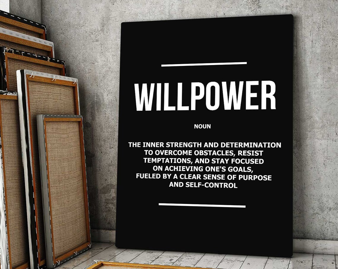 Willpower Motivational Wall Art Inspirational Quote Office Decor Achieve Goals Definition Canvas Print Positive Mindset Selfcontrol Poster