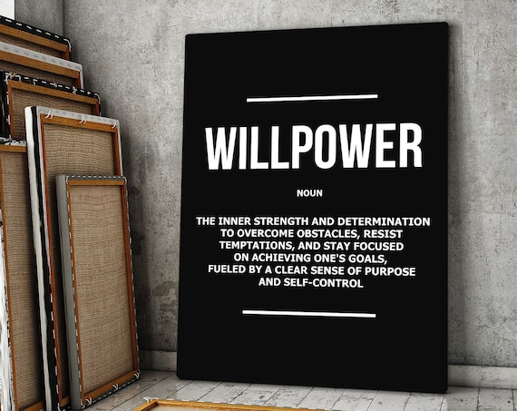 Willpower Definition Noun Dictionary Black Minimalist Poster