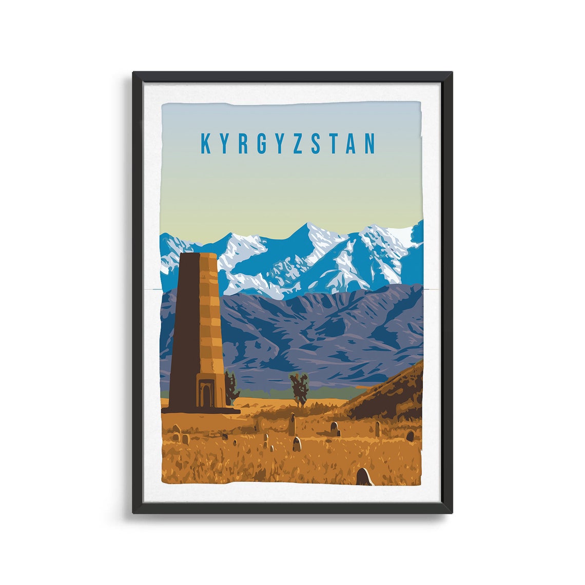 Kyrgyzstan Country Poster Art City Wall Art Country Art Country Poster Country Print Country Art Kyrgyzstan Travel Illustration - Image 2