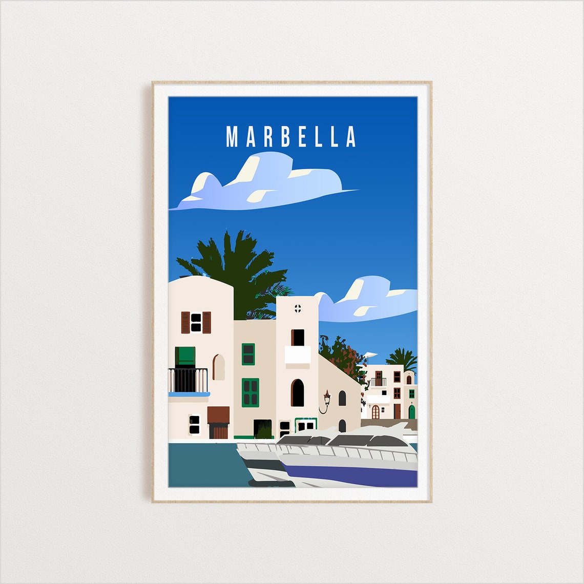 Marbella City Poster Art City Wall Art Country Art City Poster City Print City Art Marbella Travel Illustration