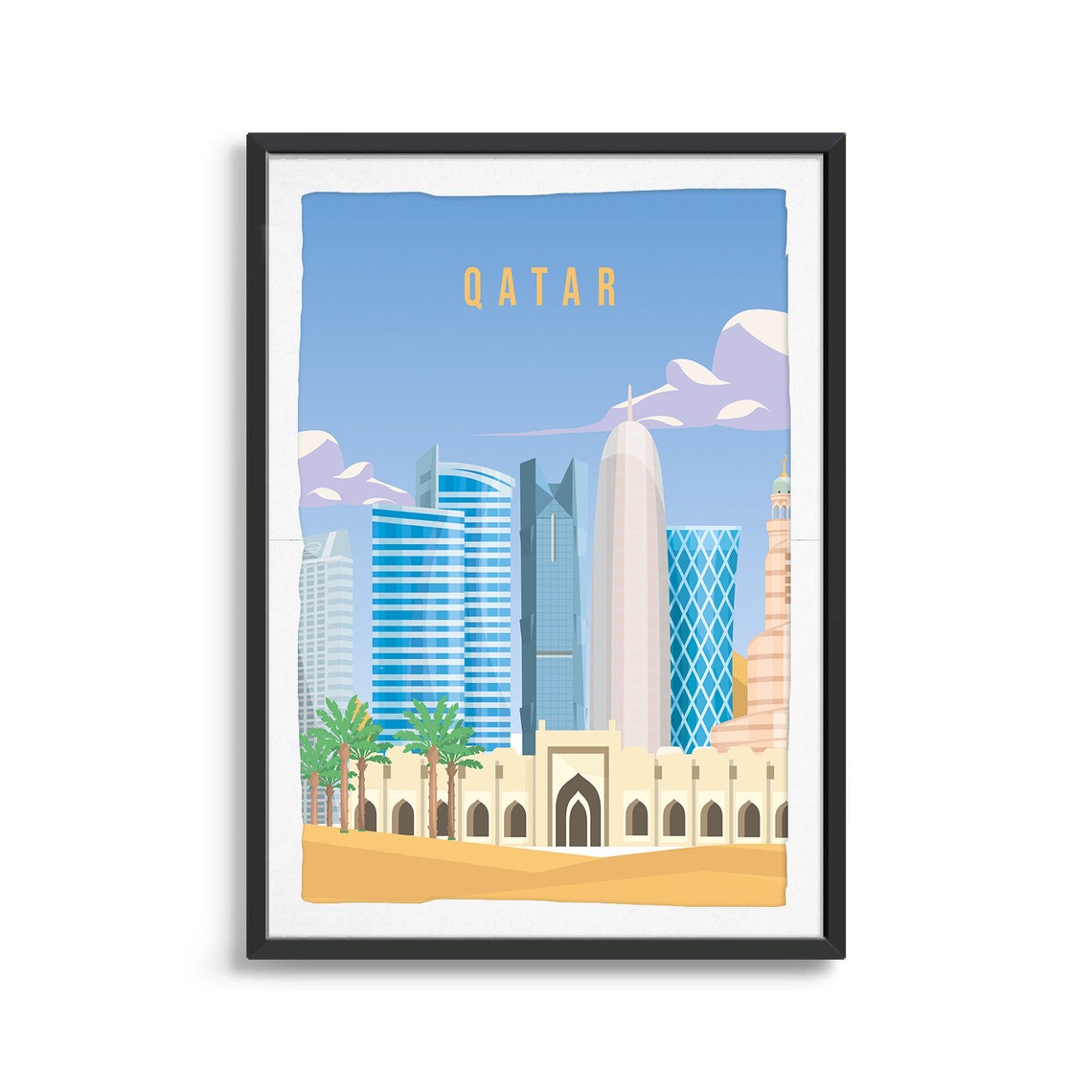 Qatar Country Poster Country Art Country Wall Art Country Print Country Poster Country Print Travel Gift Qatar Travel Illustration