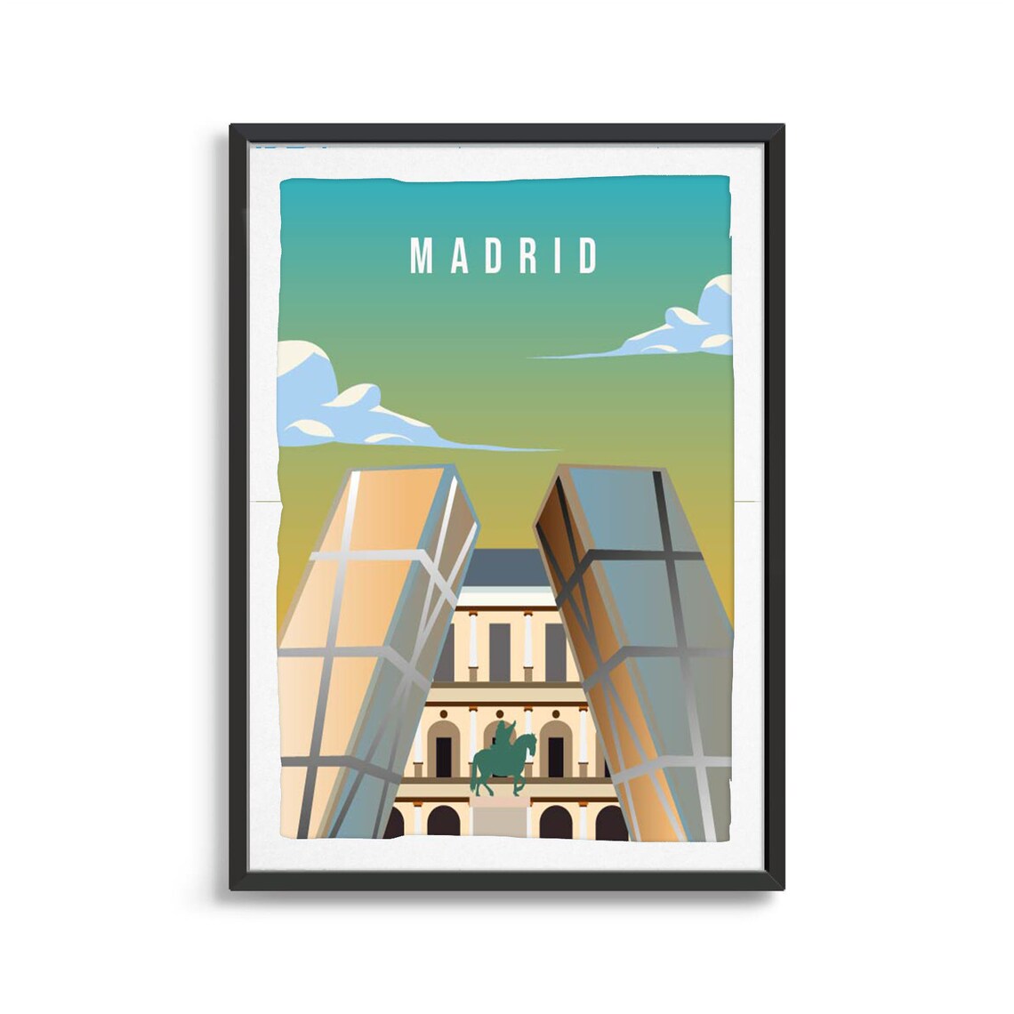 Madrid Modern Leaning Glass Towers Cityscape Travel Art Poster - Image 2