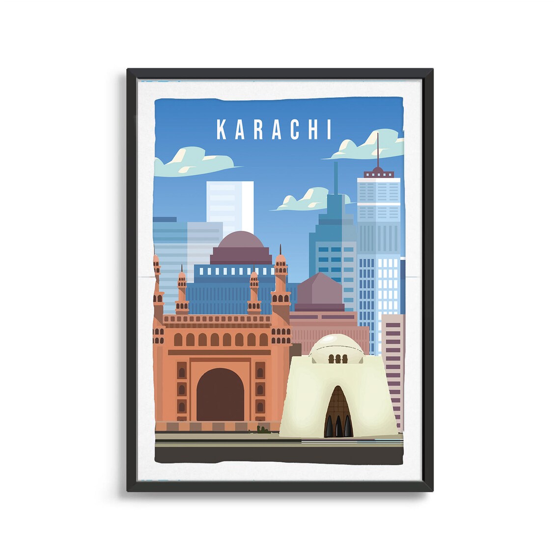 Karachi City Travel Poster, City Art Print