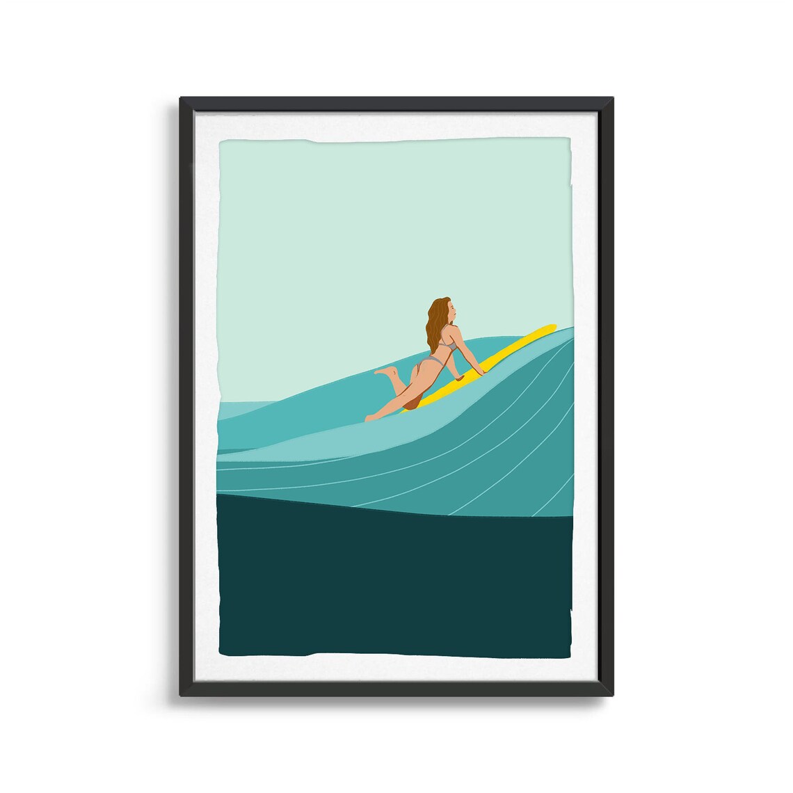 Surfer Girl Wave Ocean Art Print, Beach Illustration - Image 2