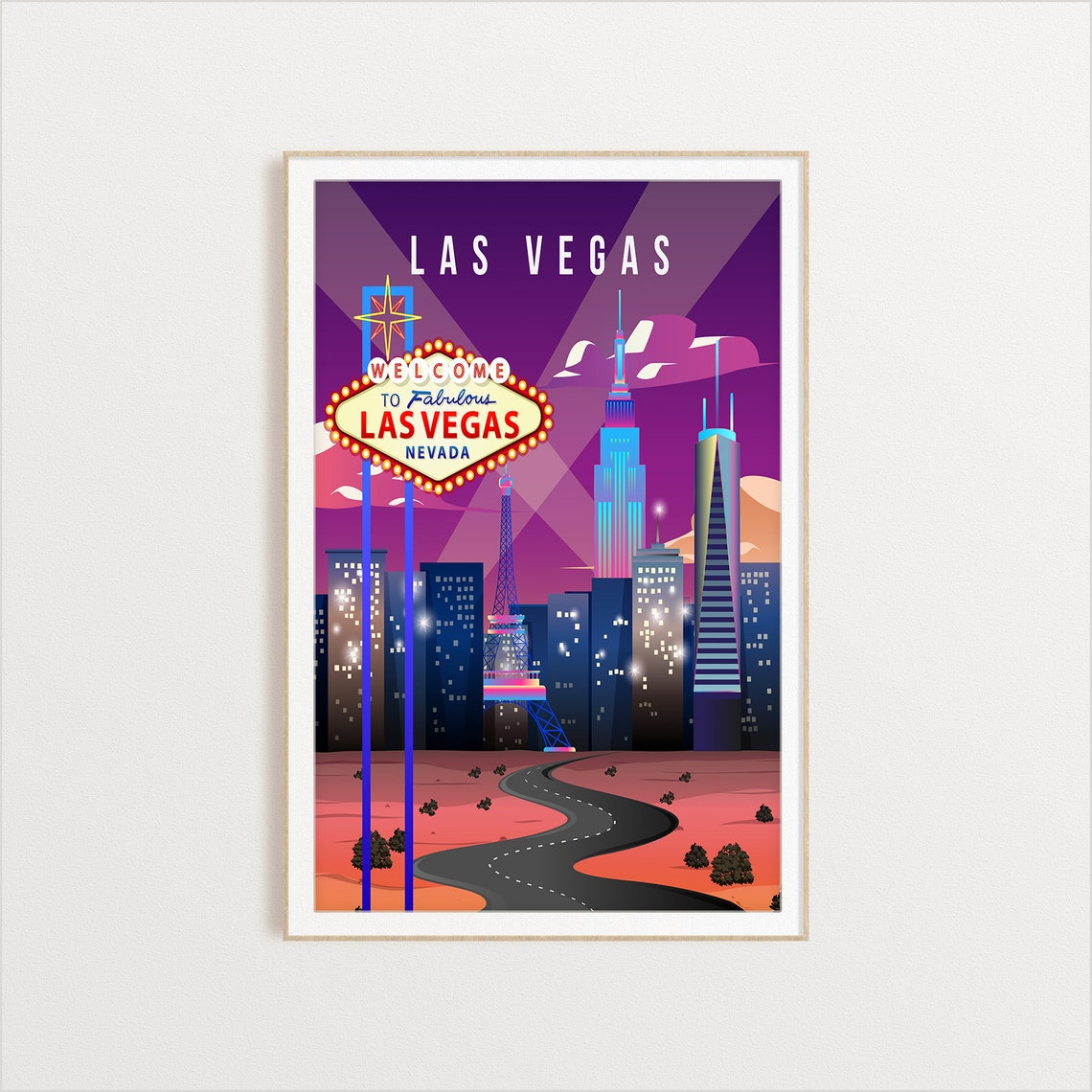 Las Vegas City Poster Art City Wall Art Country Art City Poster City Print City Art Las Vegas Travel Illustration - Image 2
