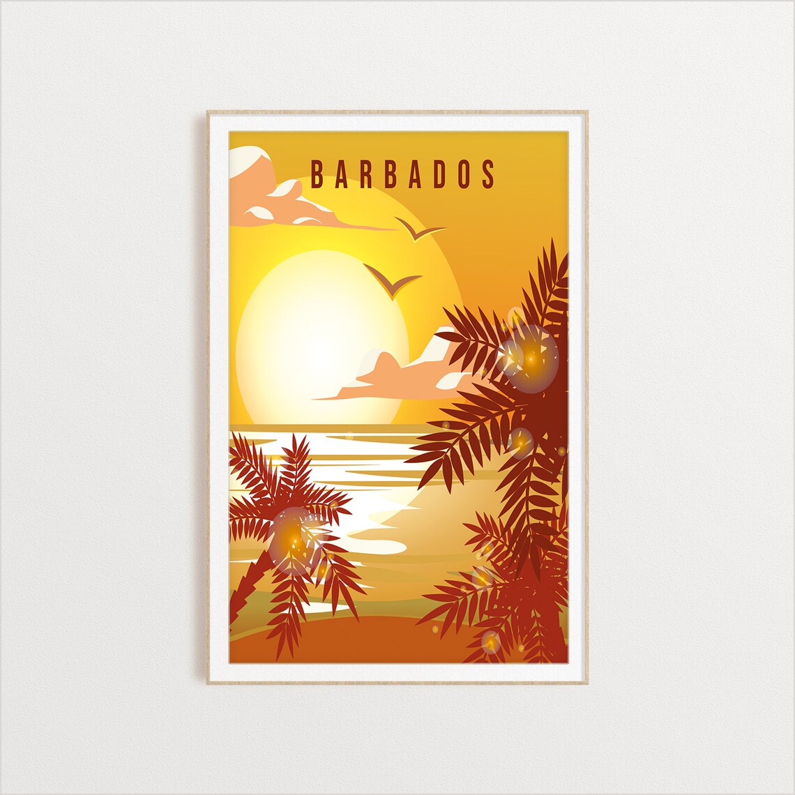 Barbados Travel Poster, Island Country Illustration