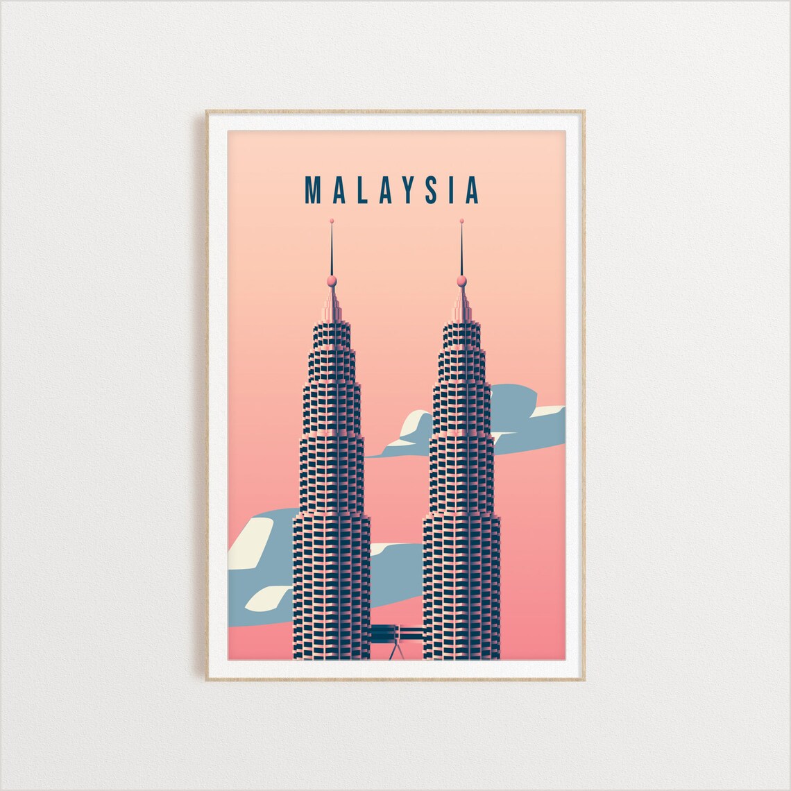 Malaysia Petronas Twin Towers Pink Sky Travel Souvenir Poster - Image 2