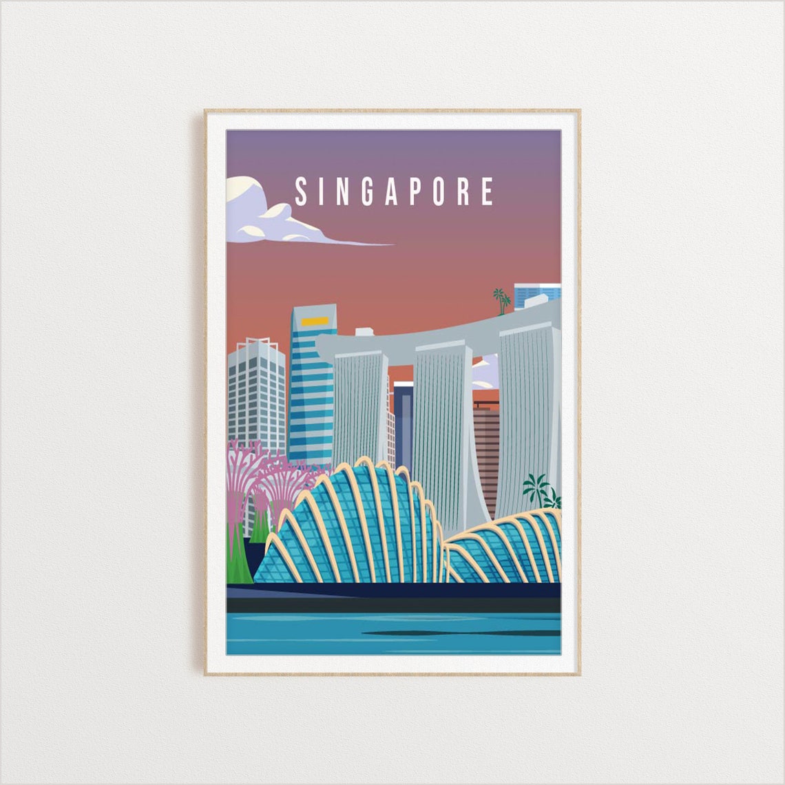 Singapore City Poster City Art City Wall Art City Print City Poster City Print Travel Gift Travel Illustration