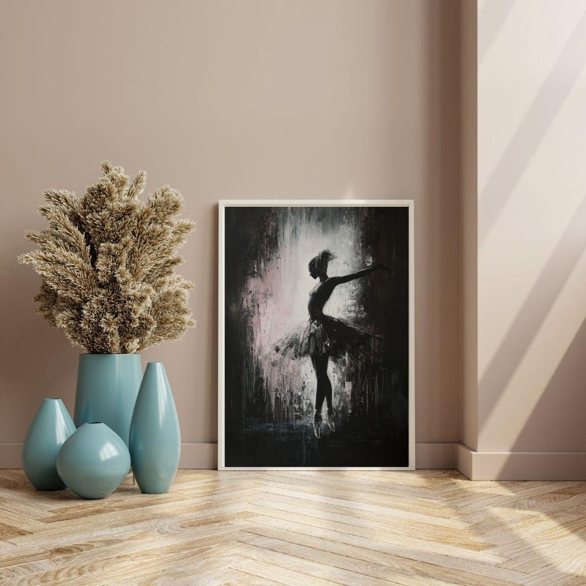 Elegant Ballerina Silhouette Wall Art Black And White Ballet Dance Print - Image 3