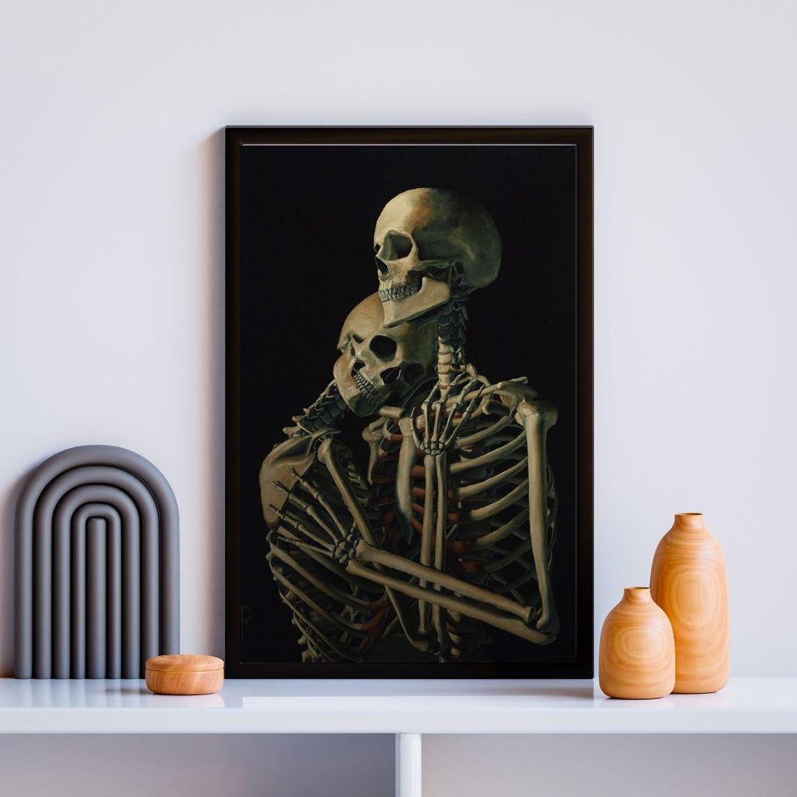 Gothic Skeleton Couple Embracing Dark Romantic Macabre Love Poster - Image 2