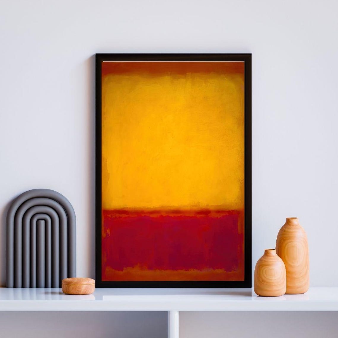 Golden Yellow And Red Abstract Color Field Minimalist Art Poster - Image 2