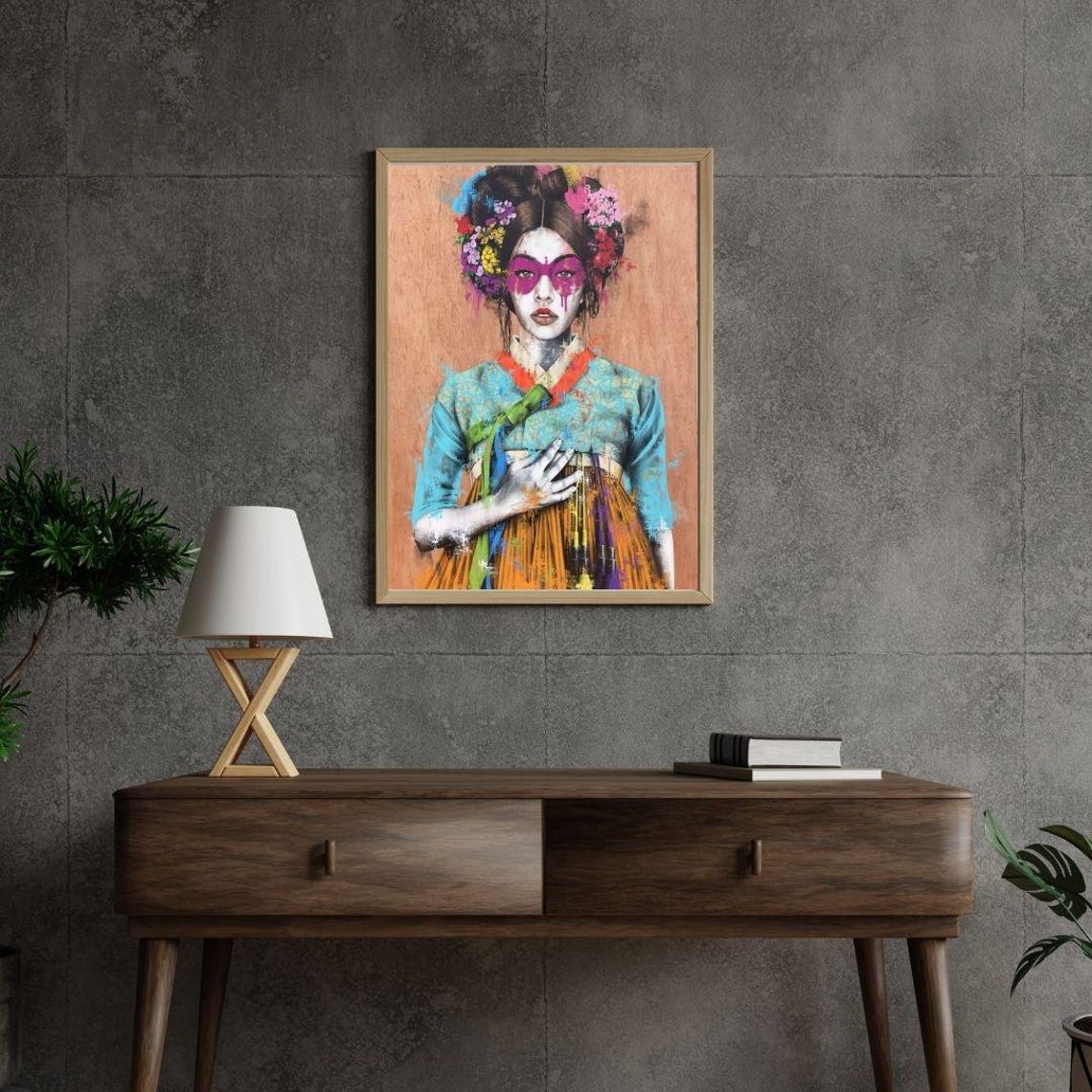 Vibrant Asian Woman Street Art Print Colorful Graffiti Portrait Modern Urban Wall Art Contemporary Cultural Illustration Bold Abstract Art - Image 3