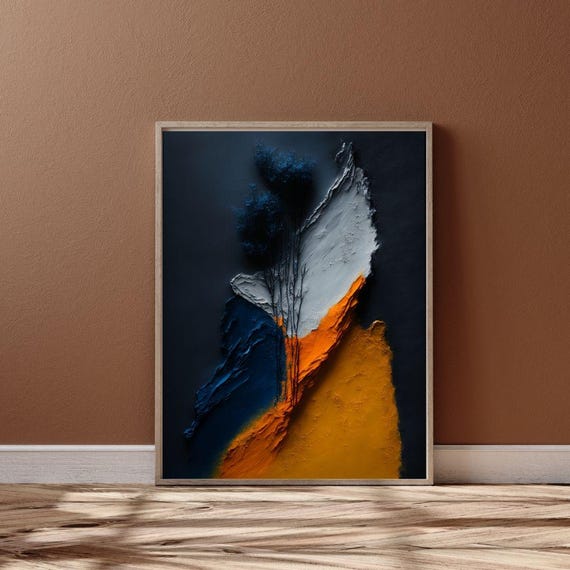 Abstract Landscape Art Modern Minimalist Mountain Scene Bold Color Wall Art Nature Inspired Decor