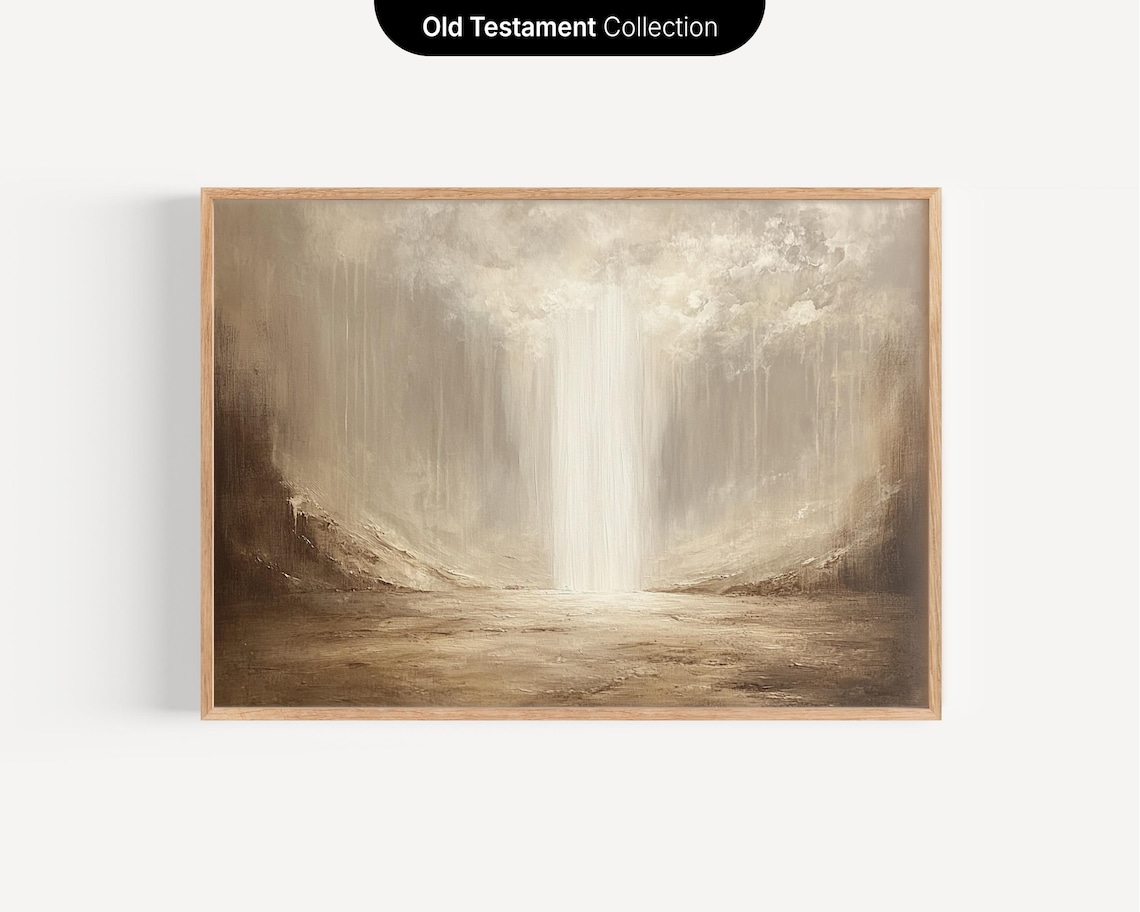 Pillar Of Cloud Vintage Oil Painting Minimalist Christian Wall Art Exodus Bible Print Gods Guidance Modern Faith