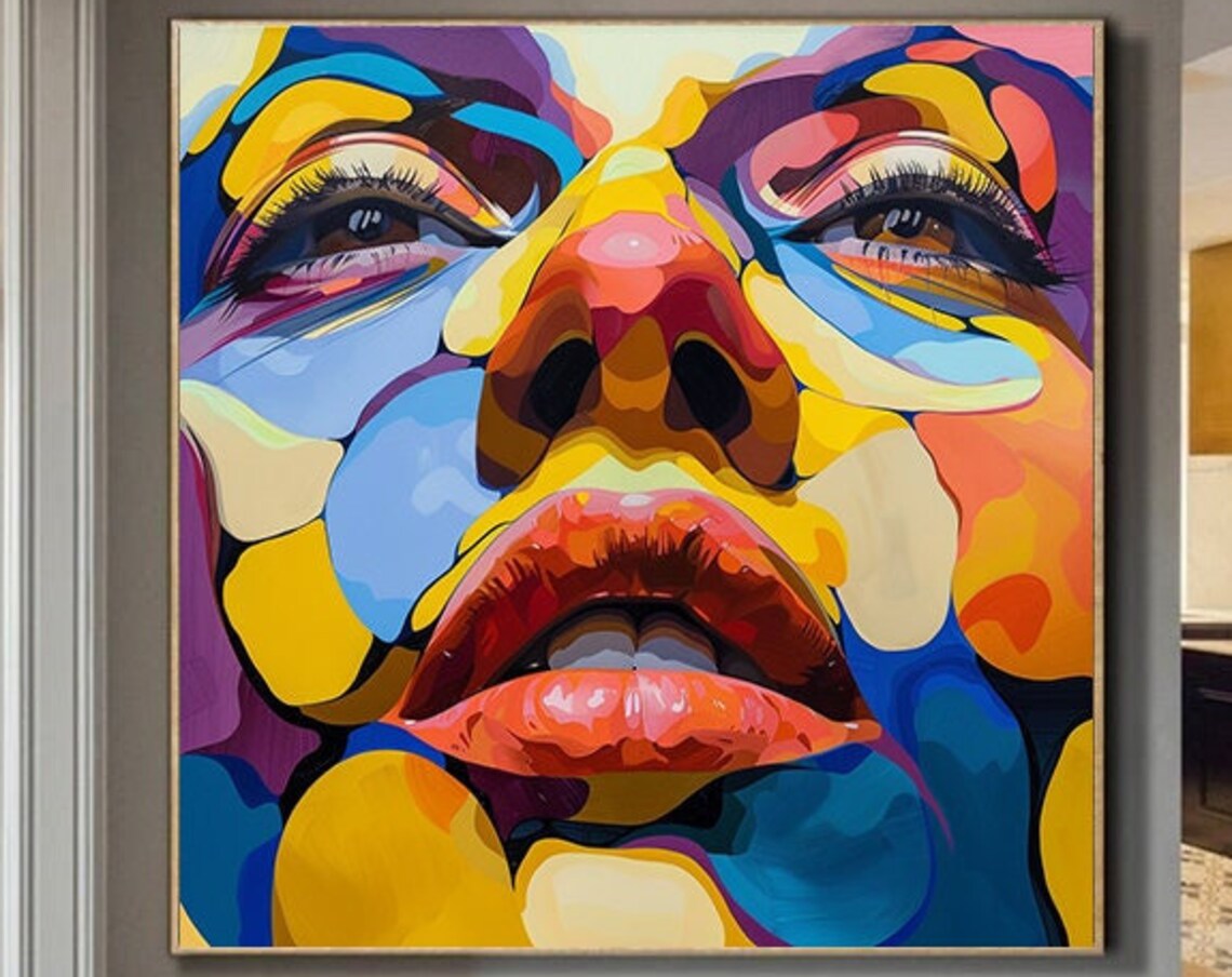 Vibrant Graffiti Style Abstract Woman Face Pop Art Color Poster