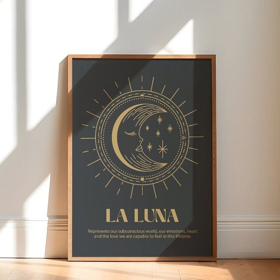 Vintage Moon Print La Luna Poster Inspirational Quote Moon Poster Apartment Decor Spiritual Print Motivational Art Wall Art