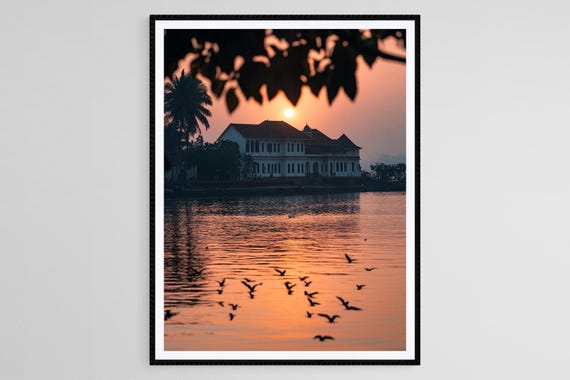 Kochi Kerala Art Print Bolgatty Palace Sunset Silhouette