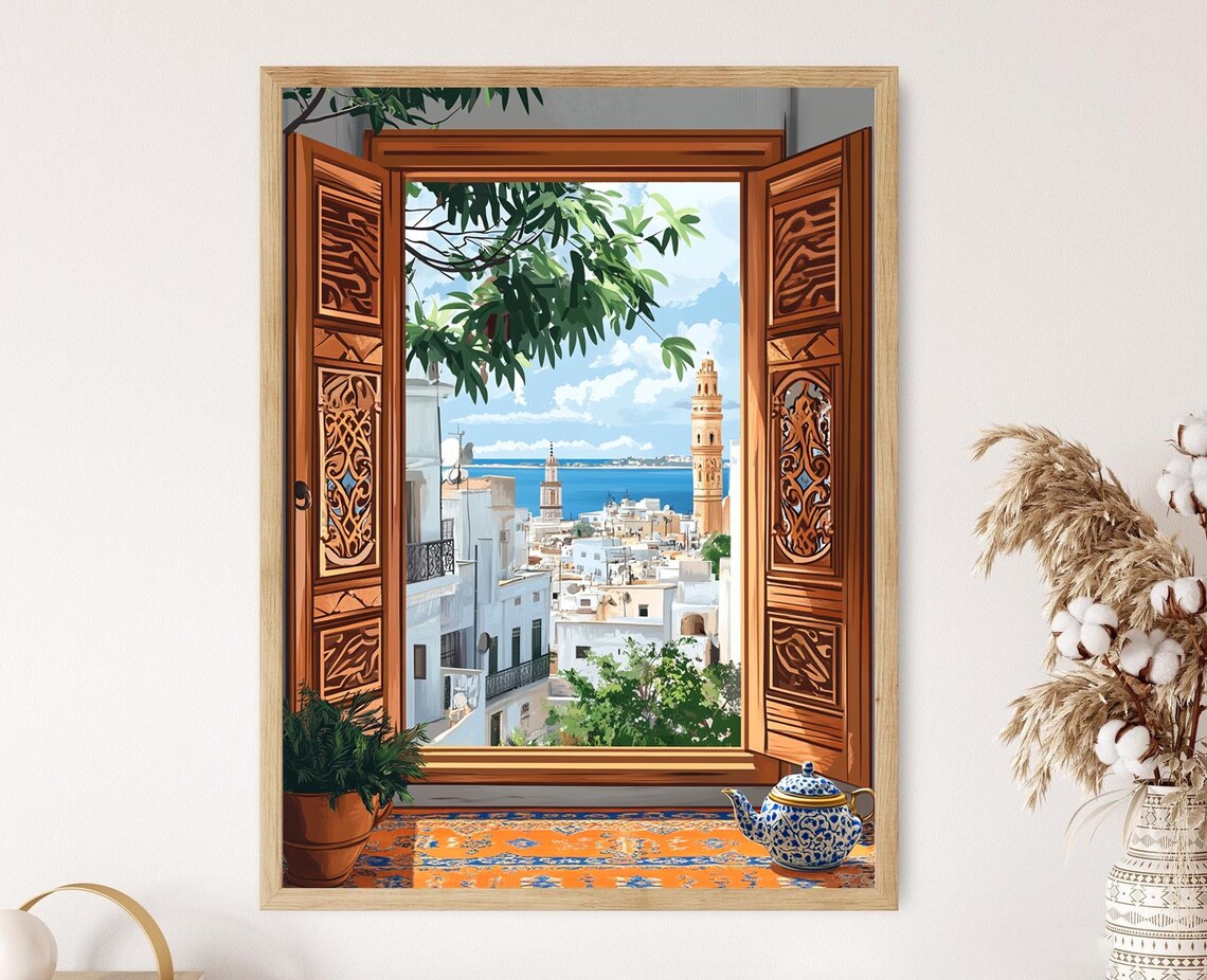 Algiers Wooden Window Illustration, Casbah View