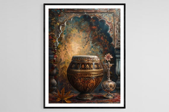Elegant Tambura With Detailed Patterns Art Traditional Indian Musical Instrument Painting