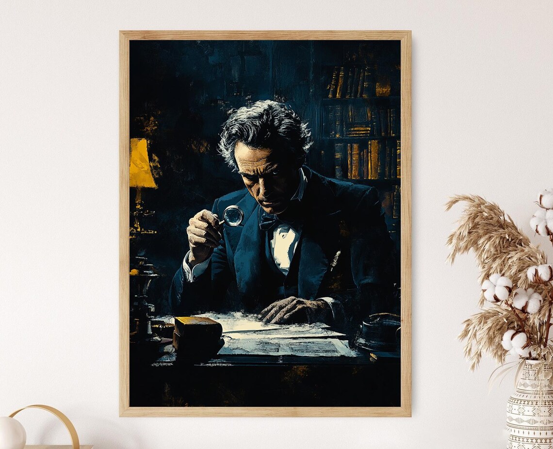 Sherlock Holmes Mystery Art Print, Detective Study