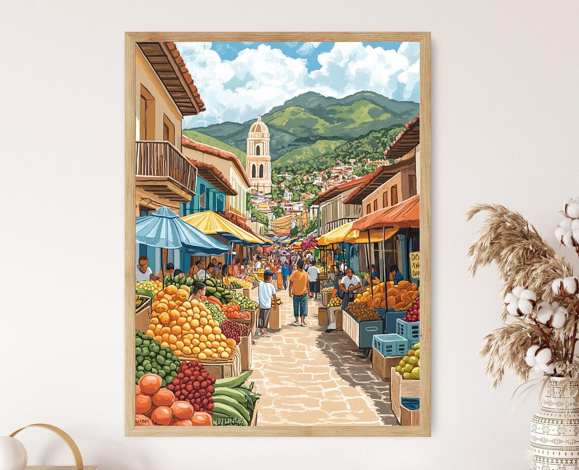 Tegucigalpa Market, Honduras City Illustration Art Print