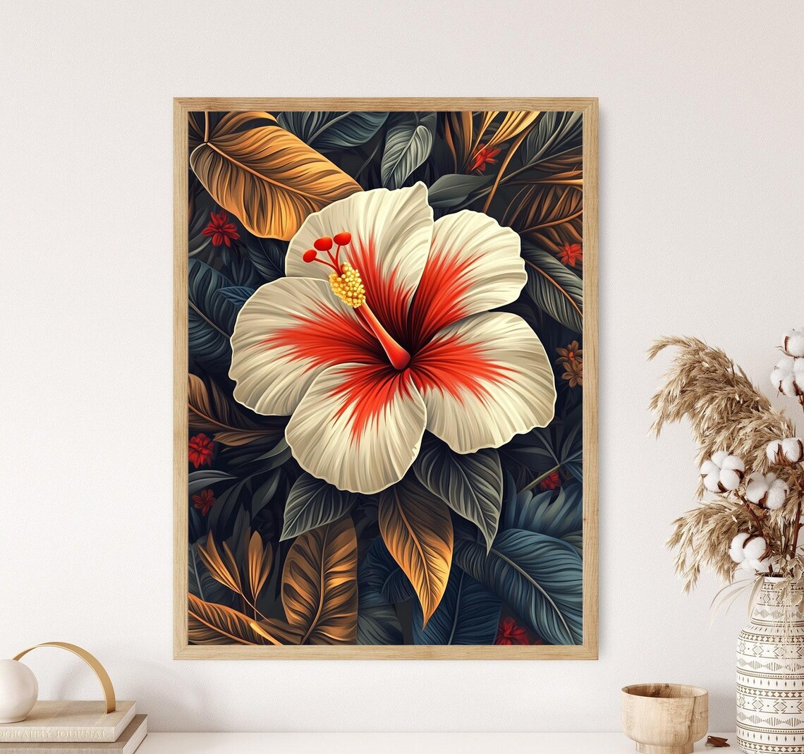 Samoan Hibiscus Flower, Polynesian Tribal Art Print