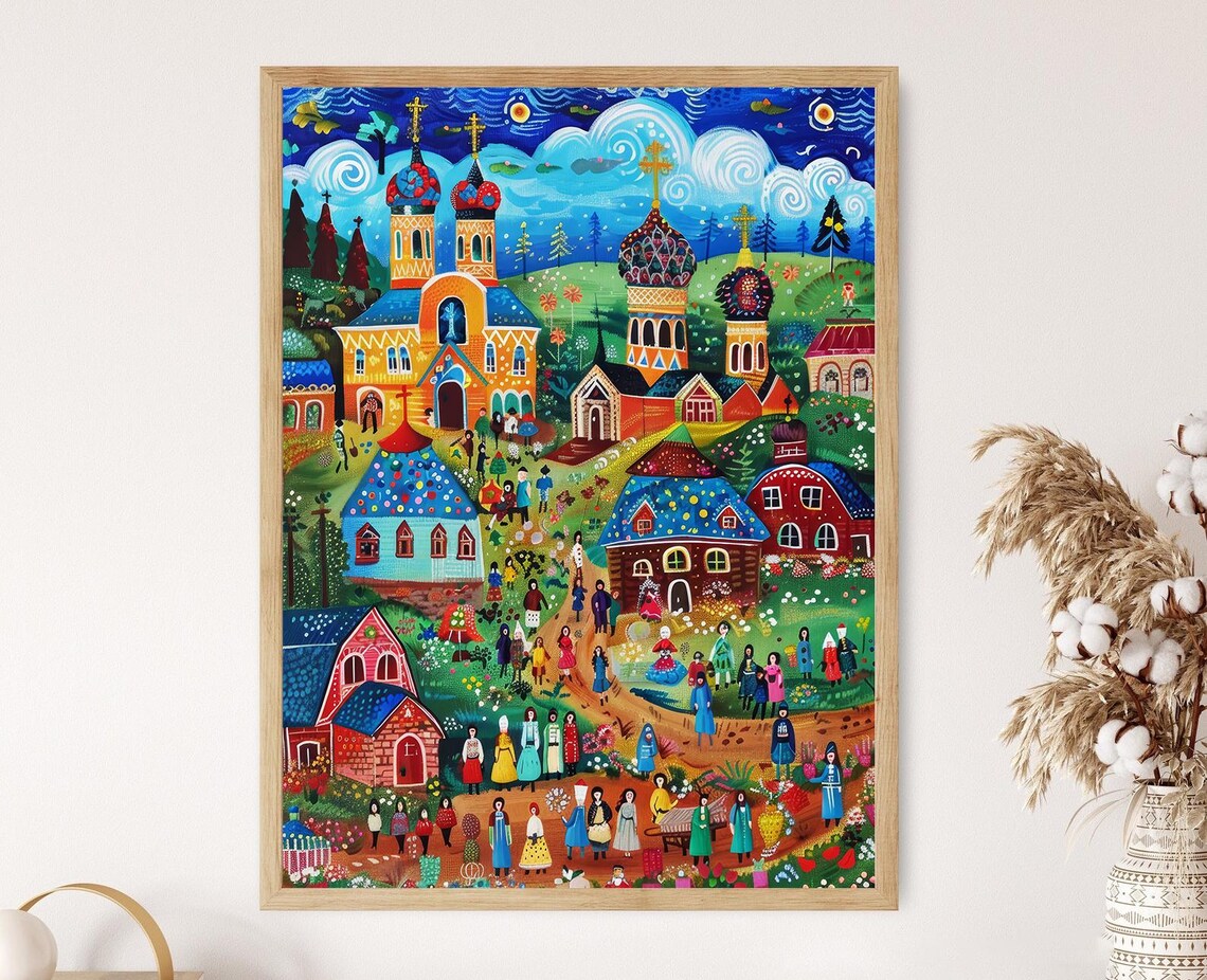 Slavic Folk Art Traditional Cultural Scene Art Print