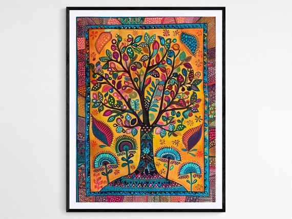 Authentic Madhubani Painting Print Traditional Indian Folk Art