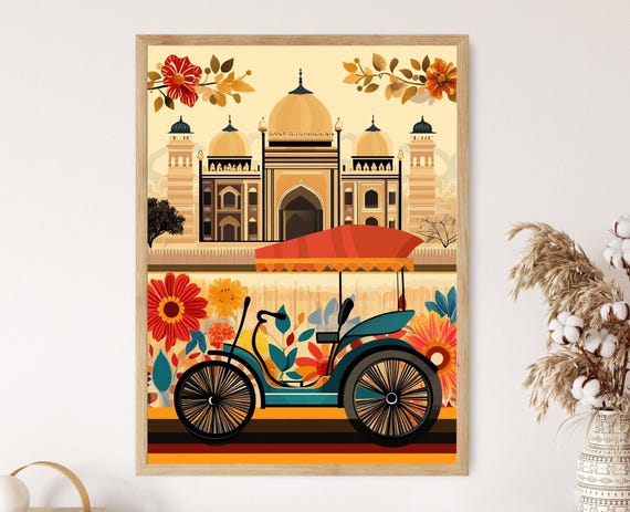 Rickshaw Art Print Traditional Indian Transport Vibrant Street Life