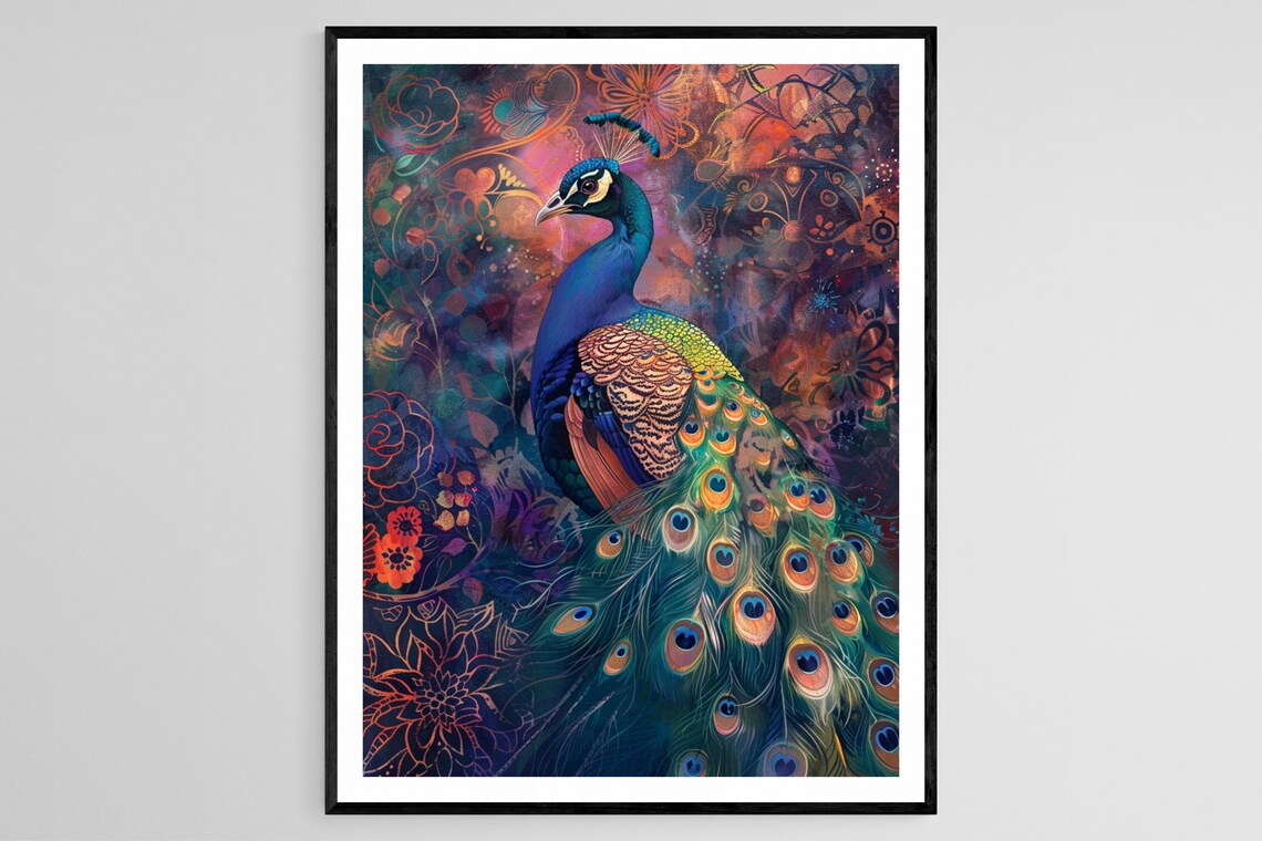 Elegant Peacock Design, Indian Cultural Painting