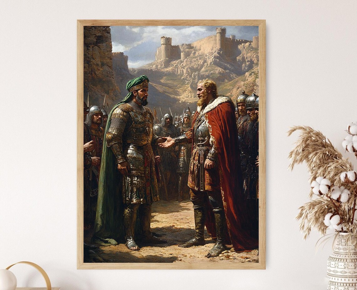 Saladin and Richard the Lionheart, Medieval History Art Print