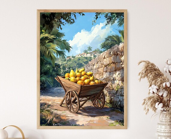 Michoacn Fruit Wheelbarrow, Mexican Farm Decor