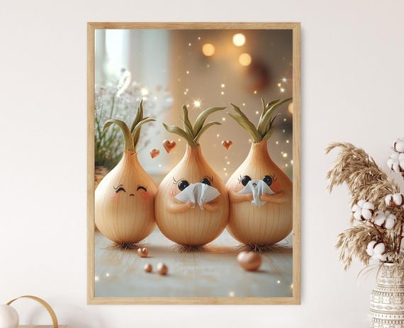 Crying Onions Illustration Cute And Funny Kitchen Veggie Art