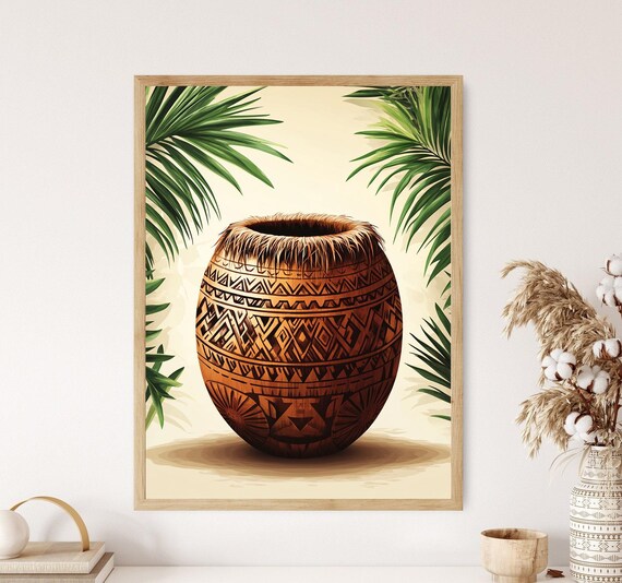 Samoan Coconut Shell - Tribal Design